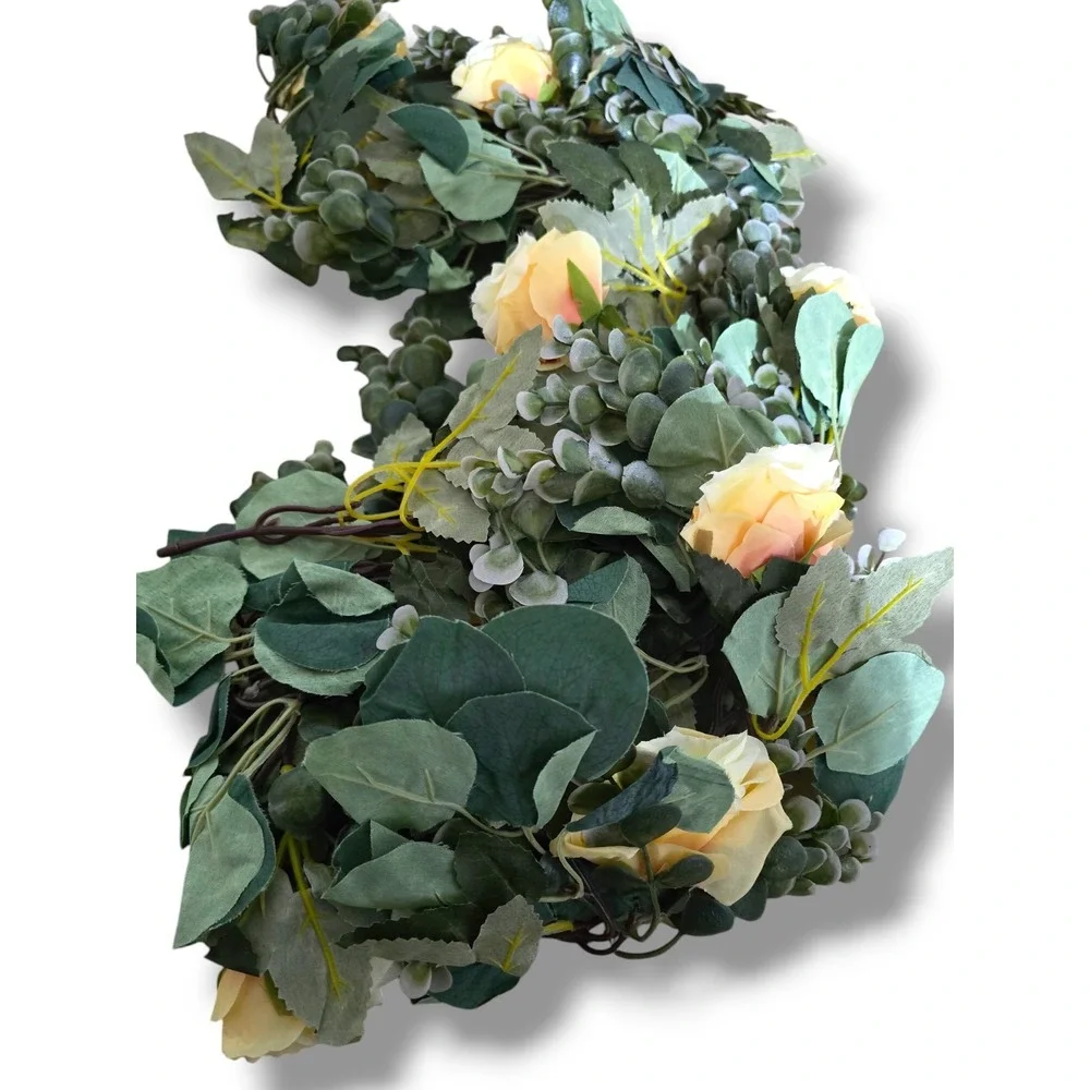 Premium Cream Rose & Greenery Letter Wreath - Home Accents